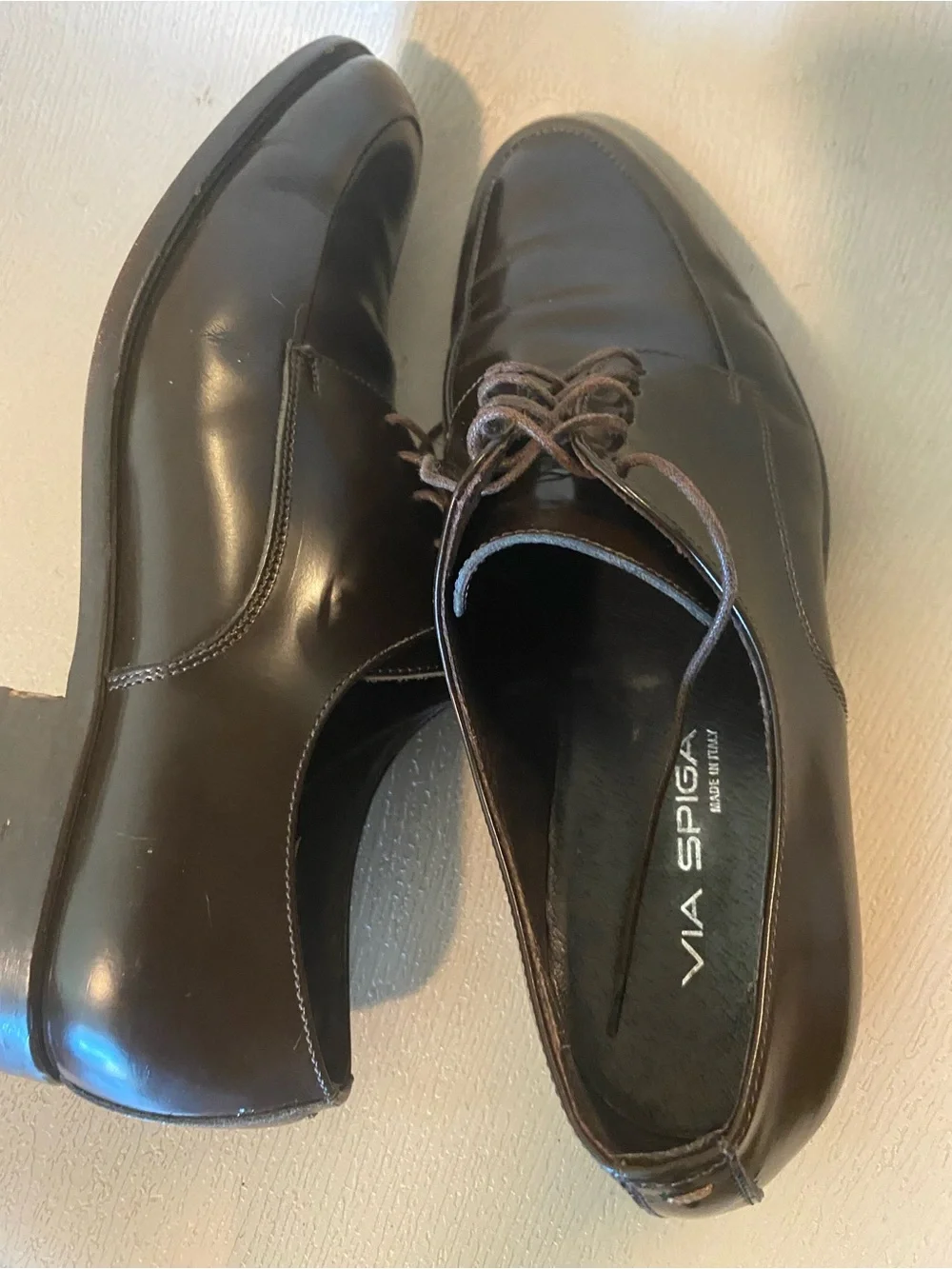 Via Spiga Derby oxford Leather Dress Shoes Made In Italy men 9 chocolate brown